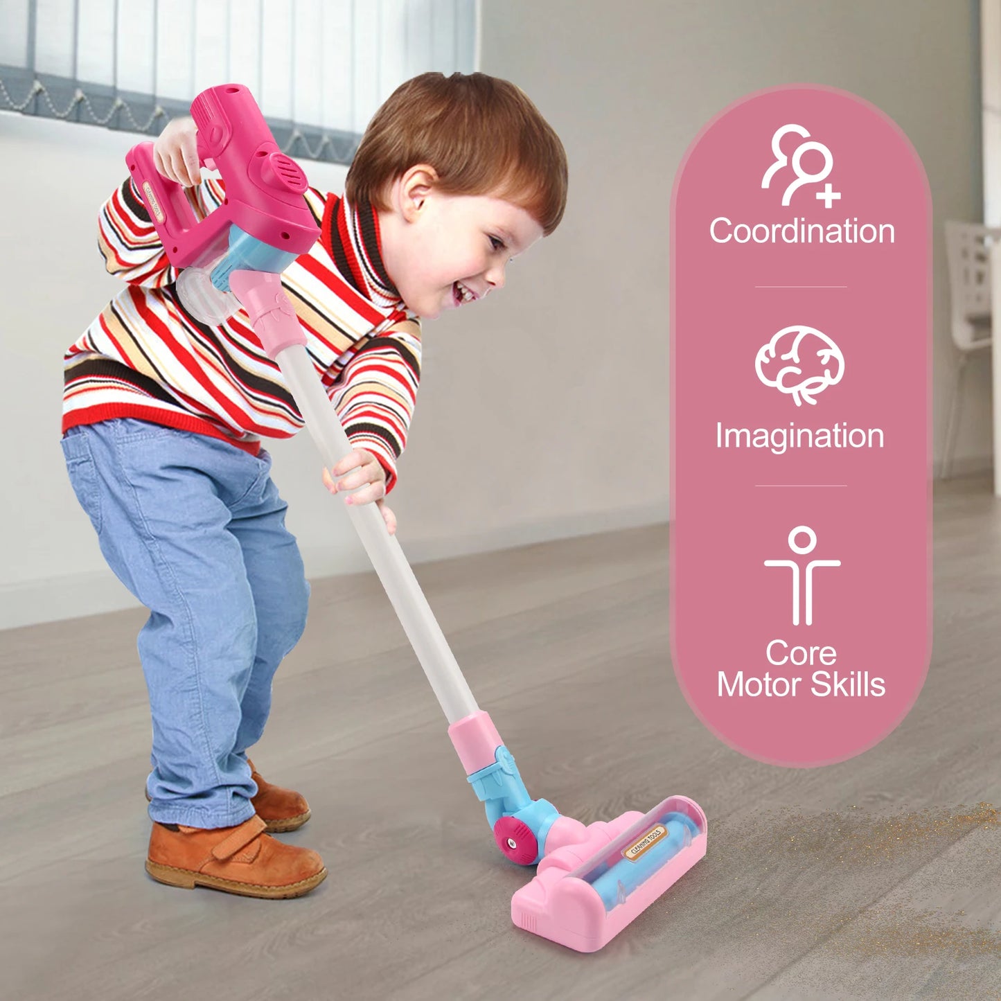 Electric Mini Vacuum Cleaner Simulation Housework Dust Catcher with Light and Music