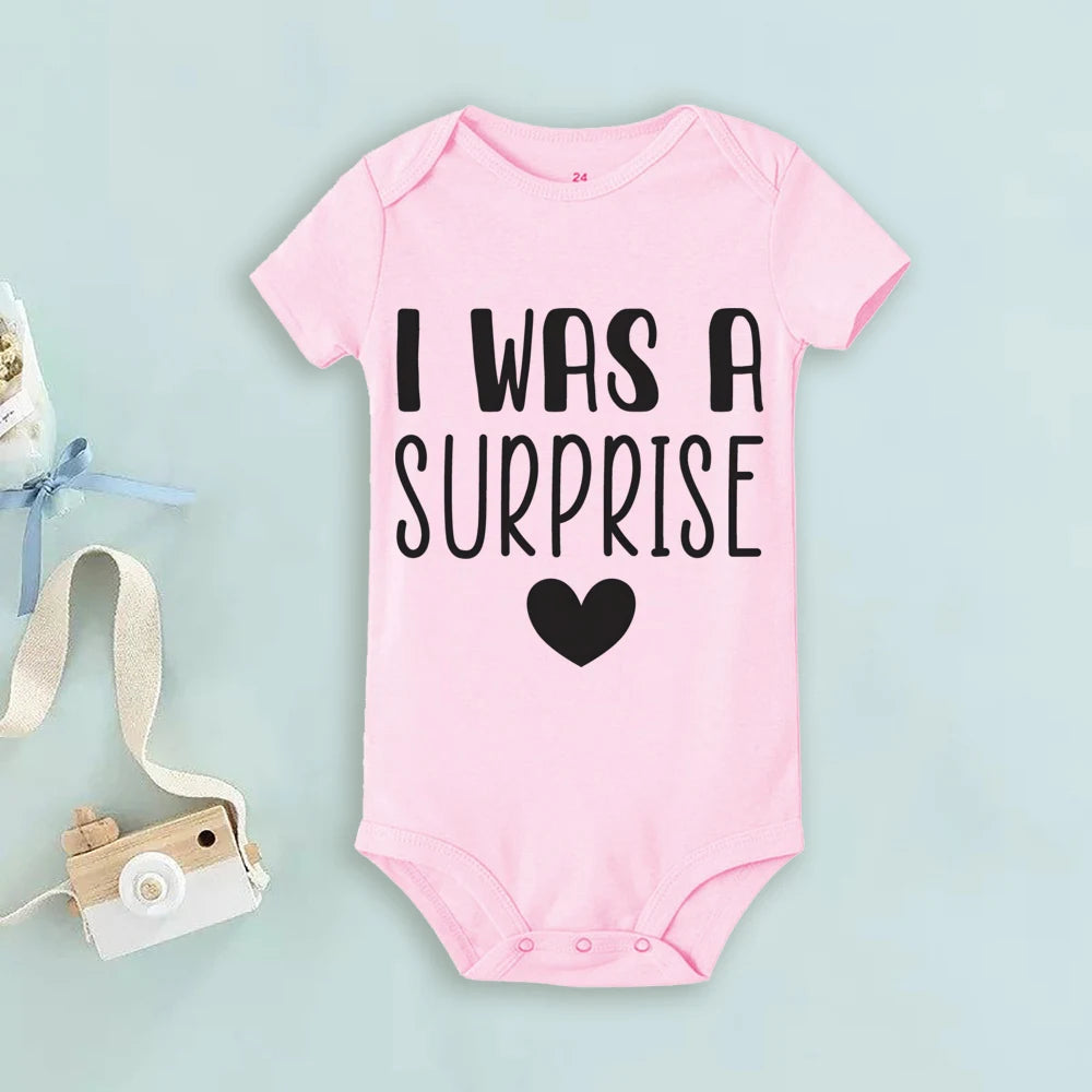 I Was Planned/I Was Surprise Print Romper Twins Brother Sister Bodysuit
