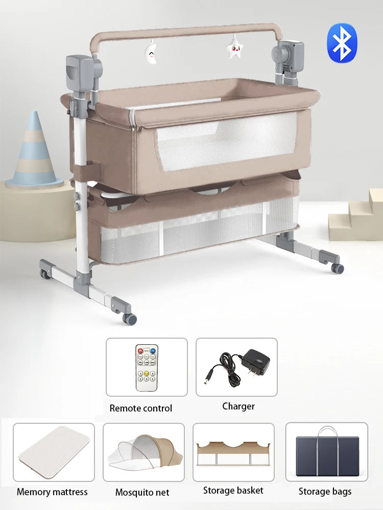 Baby Crib Bed  Electric with Music Movable and Portable
