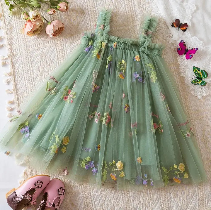 Dress covered in flower embroidery