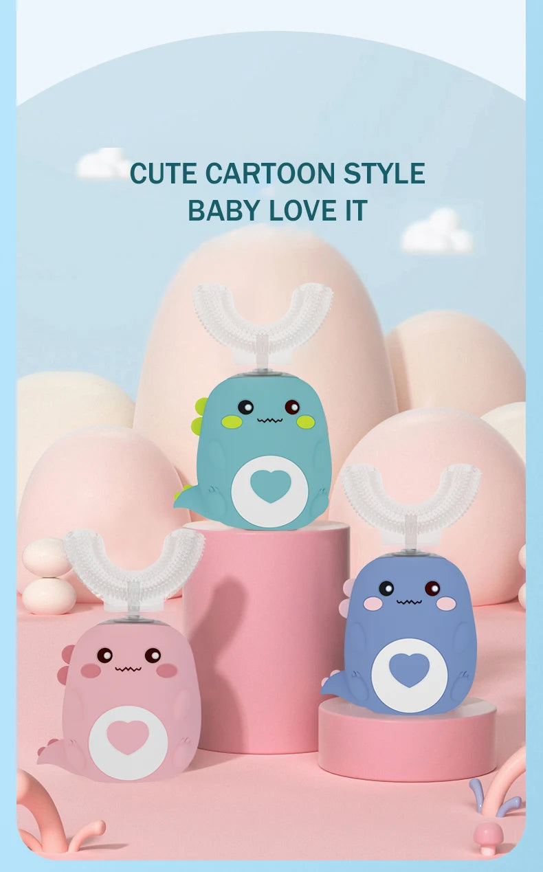 Kids U-Shape Toothbrush 360° Soft Silicone | Toddler & Baby Toothbrush | BPA-Free Manual Toothbrush for Boys & Girls | Gentle Gum Care, Safe Oral Hygiene, Fun Design