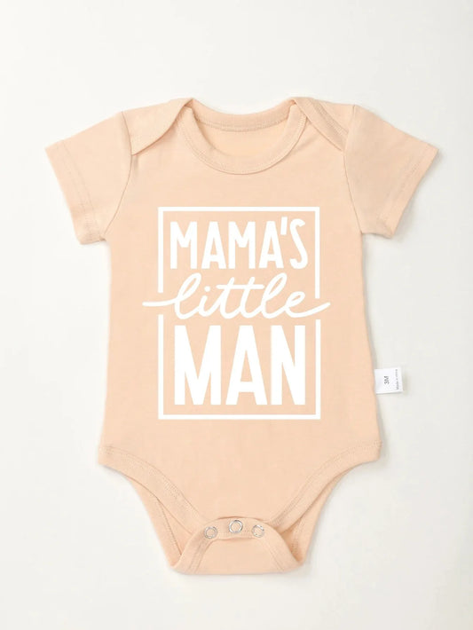 Mama's Little Man Baby Boy Clothes Khaki Pure Cotton Newborn Onesies Soft Skin-friendly Daily Casual Toddler Romper 0-24 Months