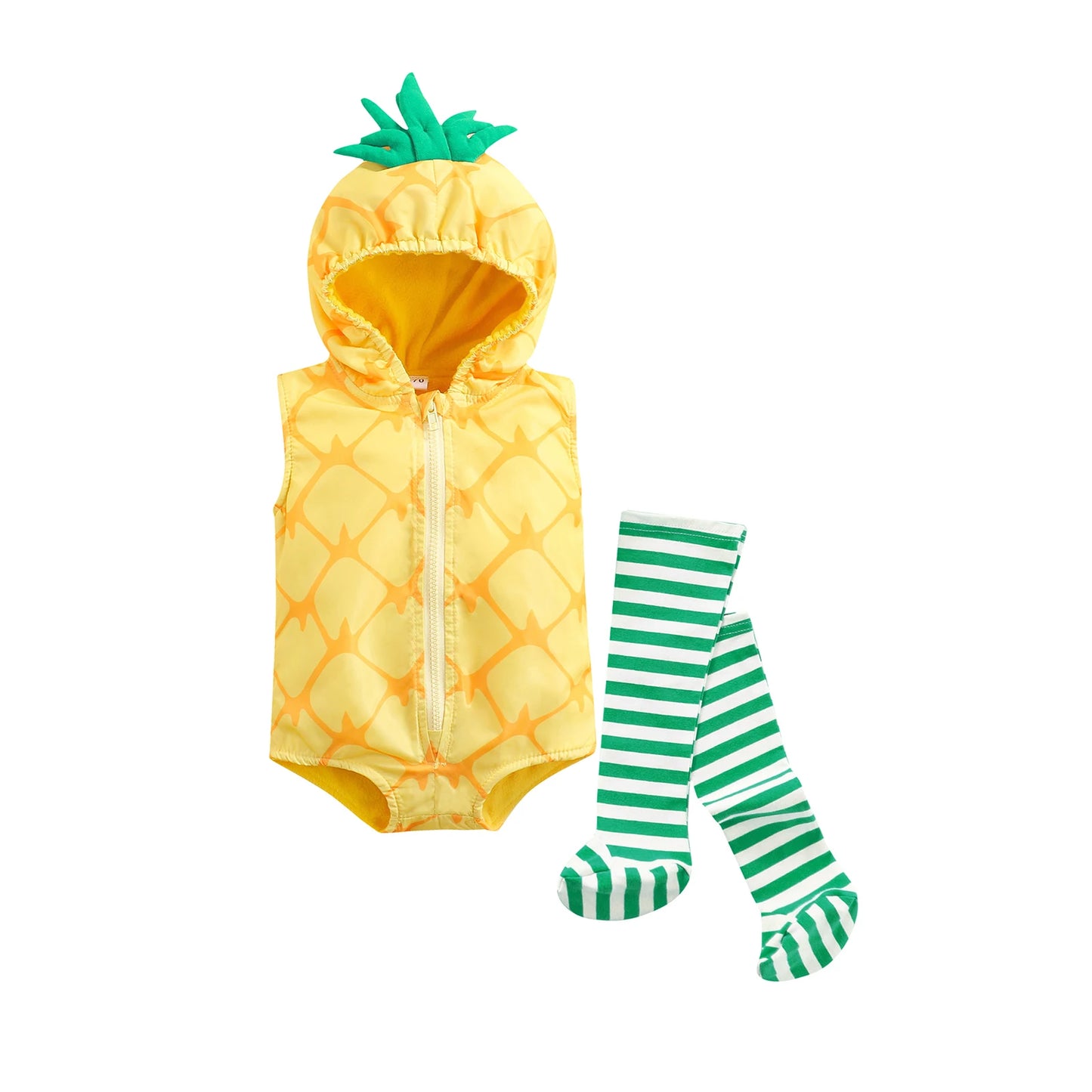 Bee Costume Sleeveless Stripes Hooded Romper Long Socks Set