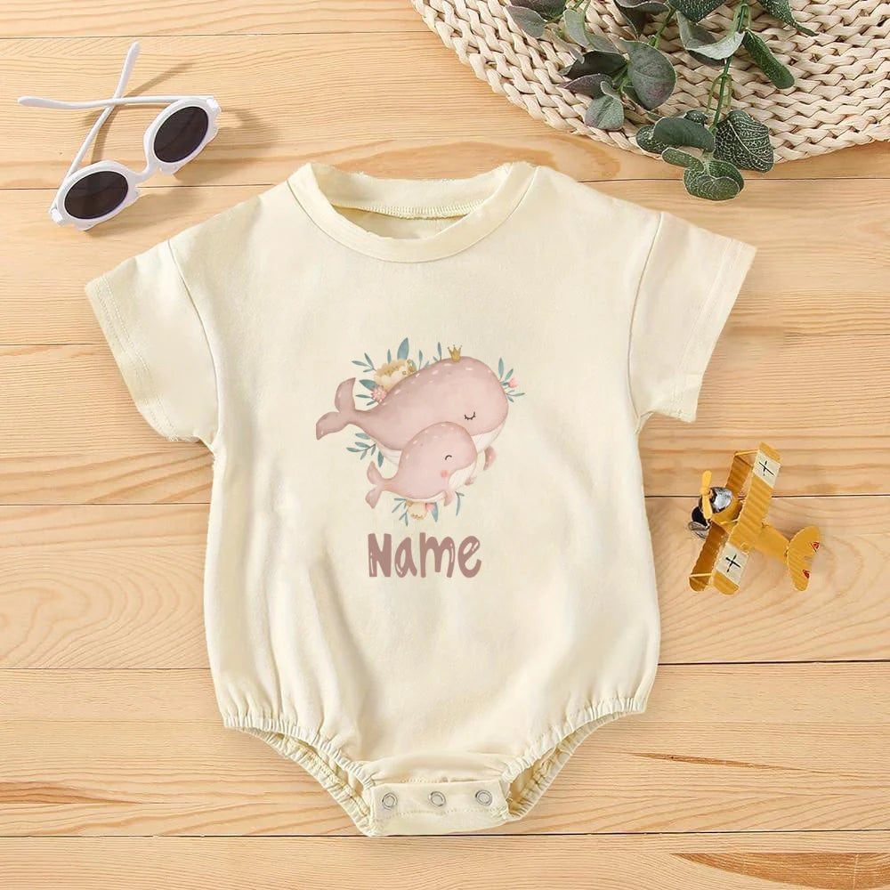 Personalised Rainbow with Name Bubble Romper Infant Jungle Birthday Party Clothes Baby Oversized Bodysuit Cute Wild One Jumpsuit
