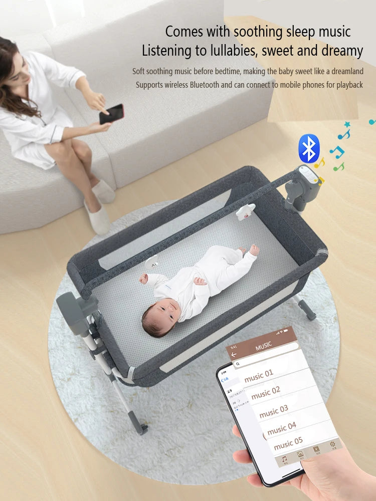 Baby Crib Bed  Electric with Music Movable and Portable