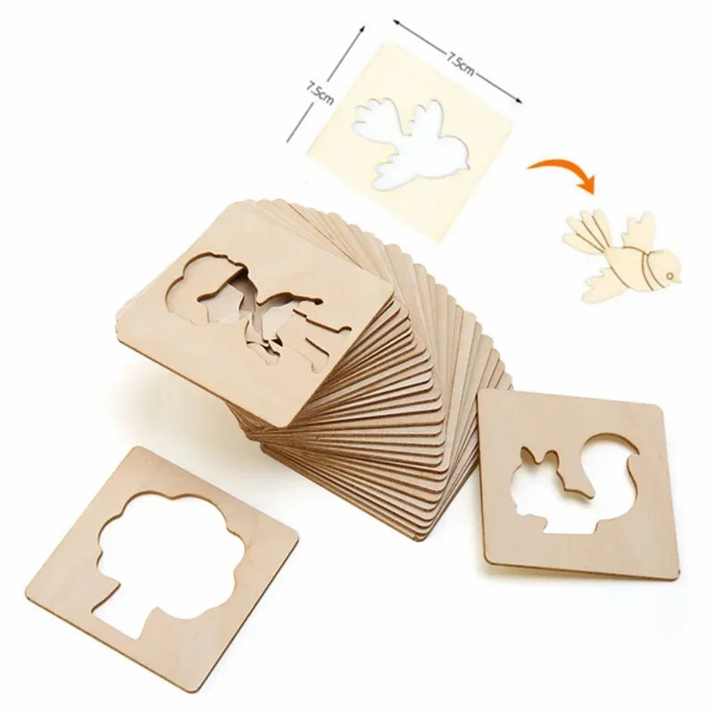 Set of Drawing Templates Wooden