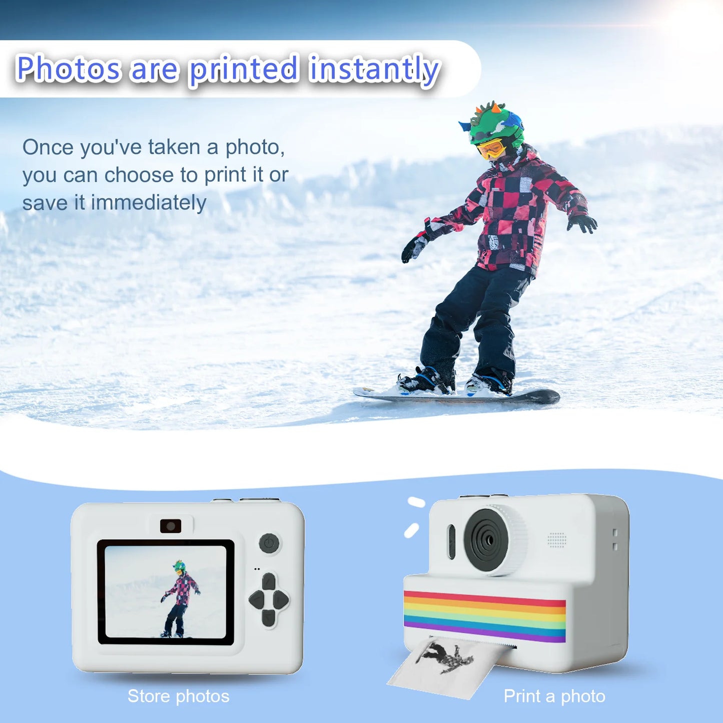 Mini Printer Portable Thermal Instant Print Photo Kids Camera 2.8inch HD