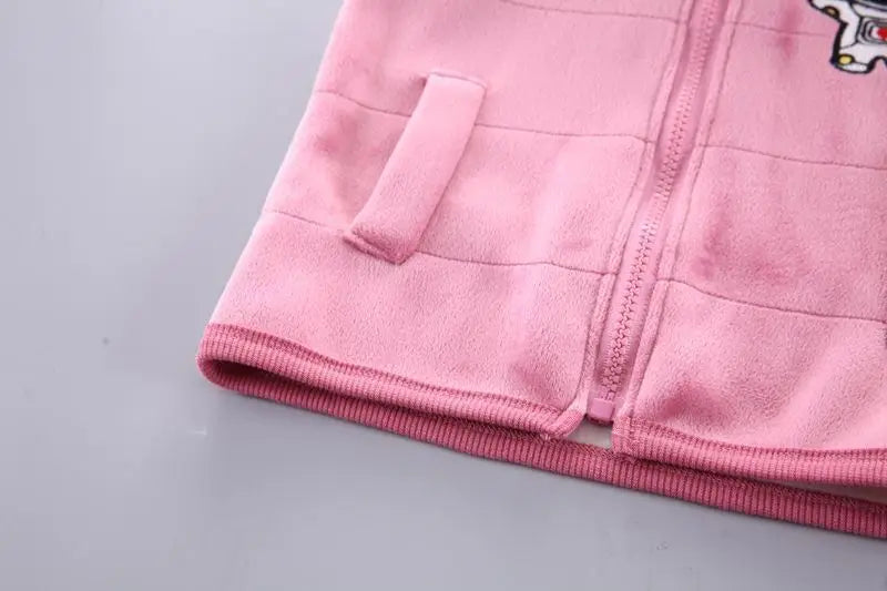 Autumn Winter Baby Boys Clothes Sets Thick Fleece Cartoon Bear Jacket Vest Pants 3Pcs Cotton Sport Suit For Girls Warm Outfits