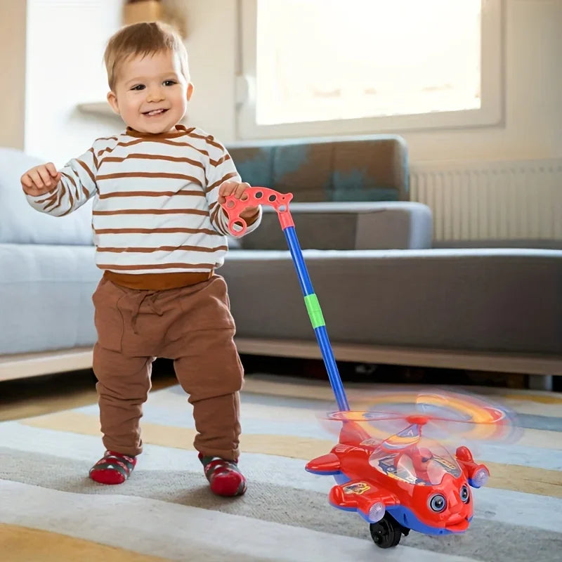 Interactive Baby Walker Toy with Push Handle,Detachable Plane
