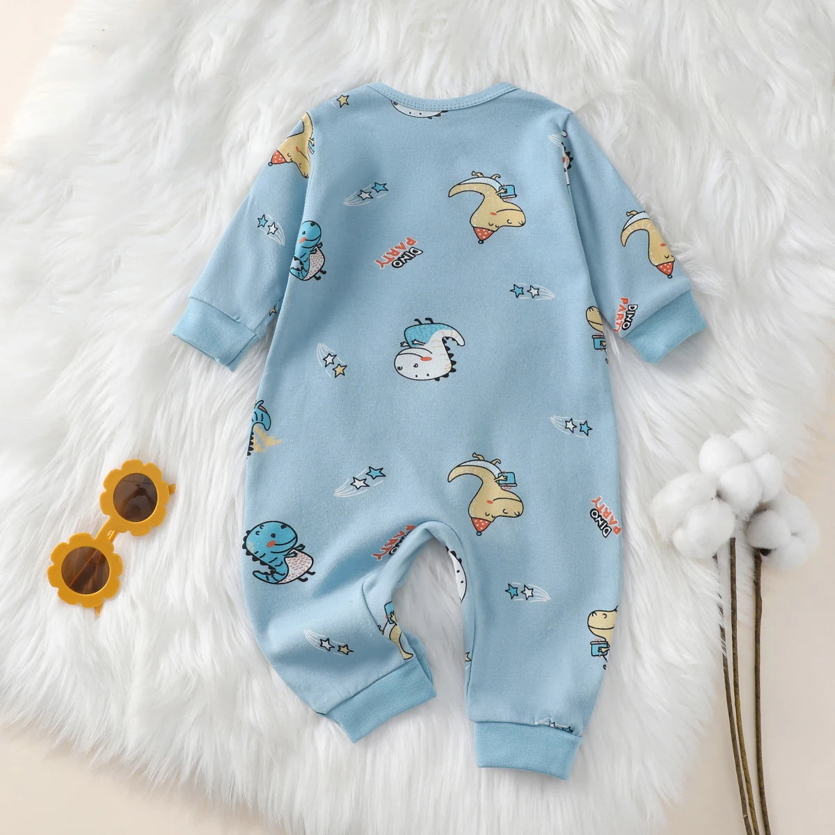 hibobi 100% Cotton Newborn Jumpsuit Comfortable Cute Animal Patterns Round Neck Baby Crawling Suit 0-18m Toddler Onesie