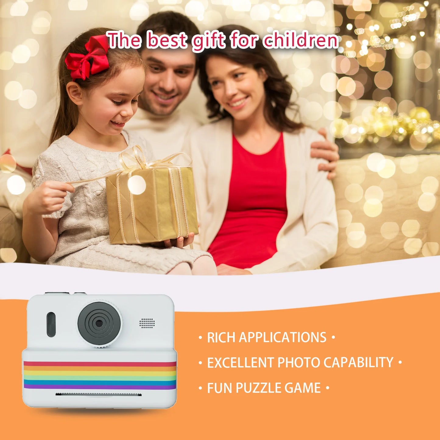 Mini Printer Portable Thermal Instant Print Photo Kids Camera 2.8inch HD