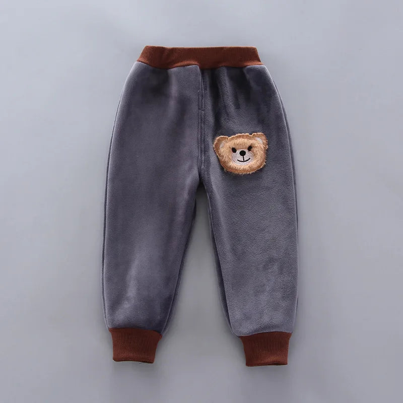 Autumn Winter Baby Boys Clothes Sets Thick Fleece Cartoon Bear Jacket Vest Pants 3Pcs Cotton Sport Suit For Girls Warm Outfits