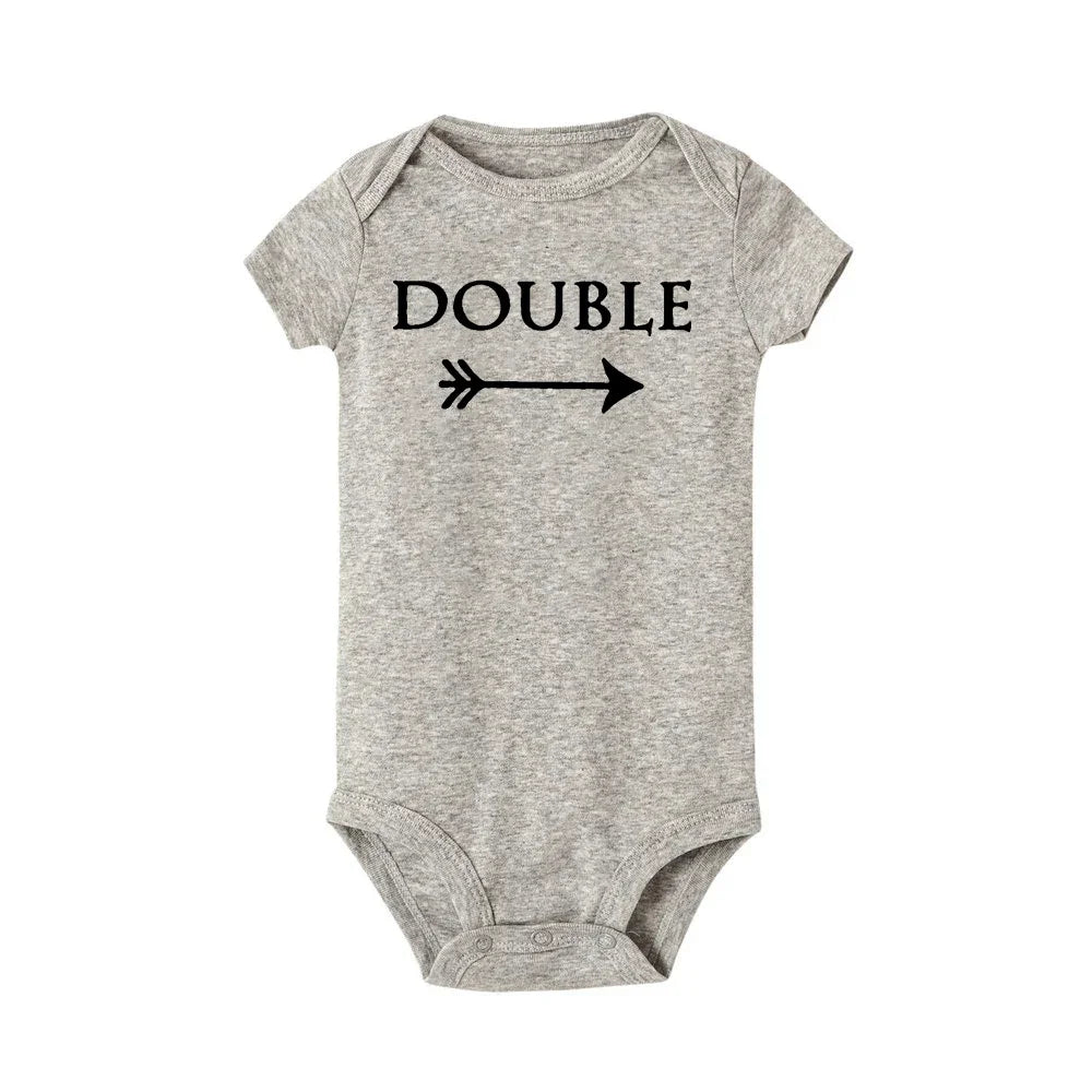 Baby Bodysuits Double Trouble Twin Kids Unisex Short Sleeve Romper