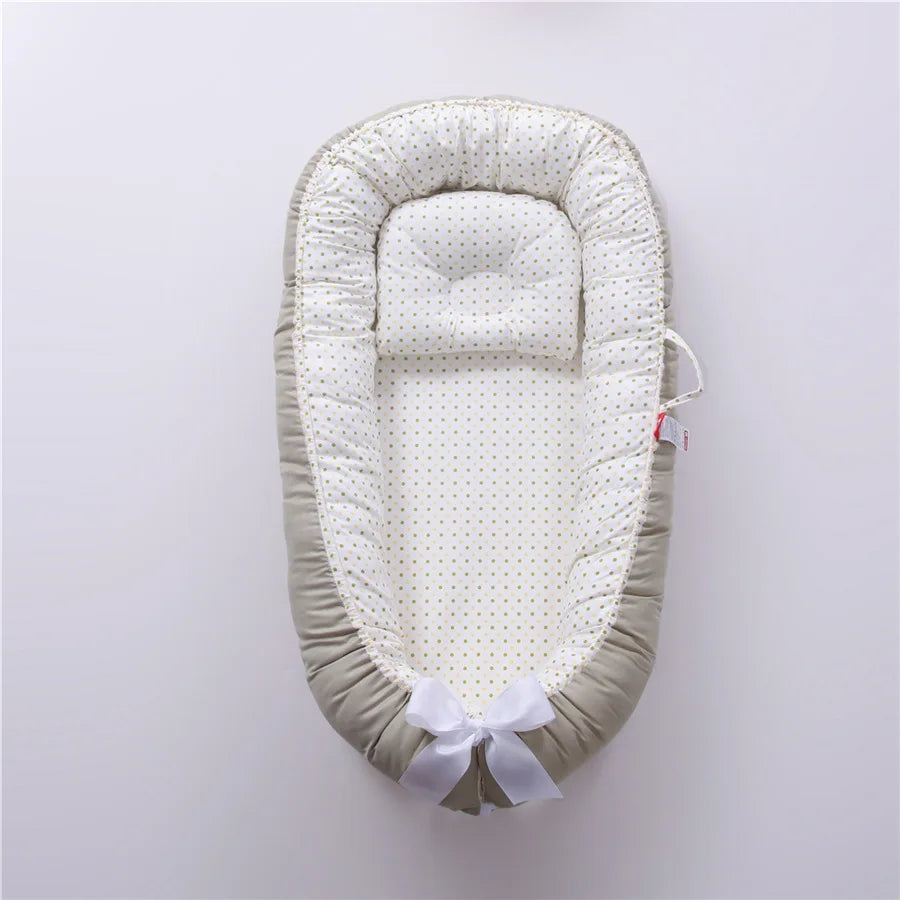 85*50cm Baby Nest Bed with Pillow Portable Crib Travel Bed Infant Toddler Cotton Cradle for Newborn Baby Bed Bassinet Bumper