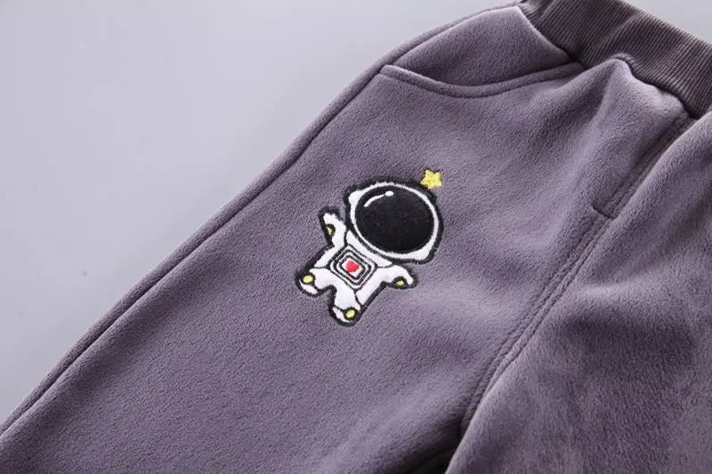 Autumn Winter Baby Boys Clothes Sets Thick Fleece Cartoon Bear Jacket Vest Pants 3Pcs Cotton Sport Suit For Girls Warm Outfits