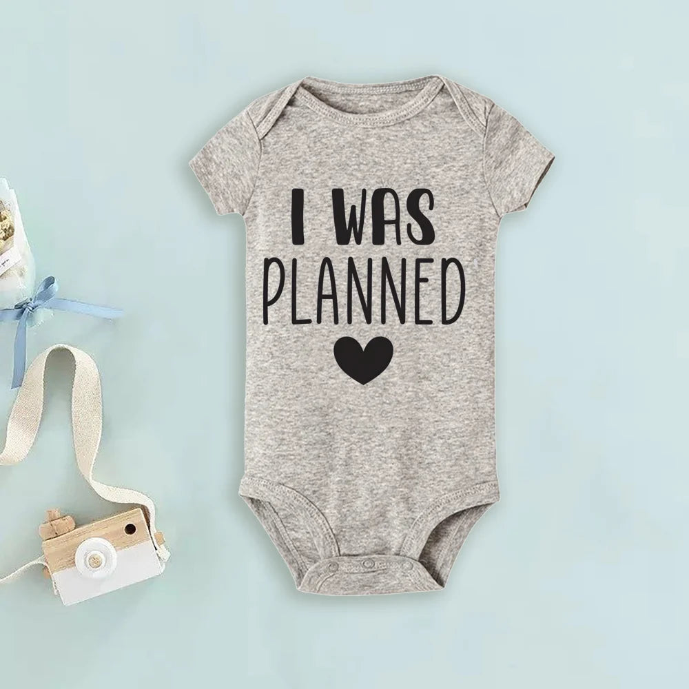 I Was Planned/I Was Surprise Print Romper Twins Brother Sister Bodysuit