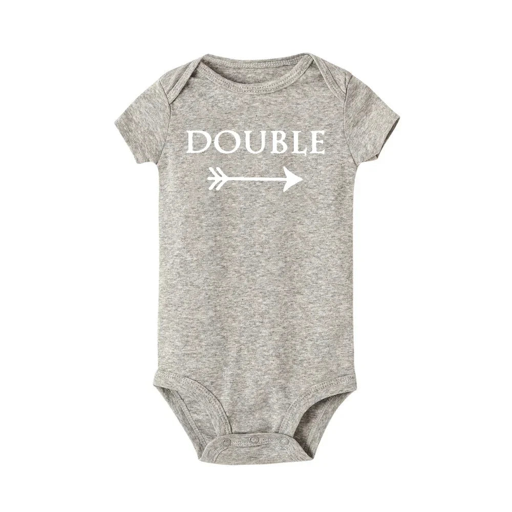 Baby Bodysuits Double Trouble Twin Kids Unisex Short Sleeve Romper