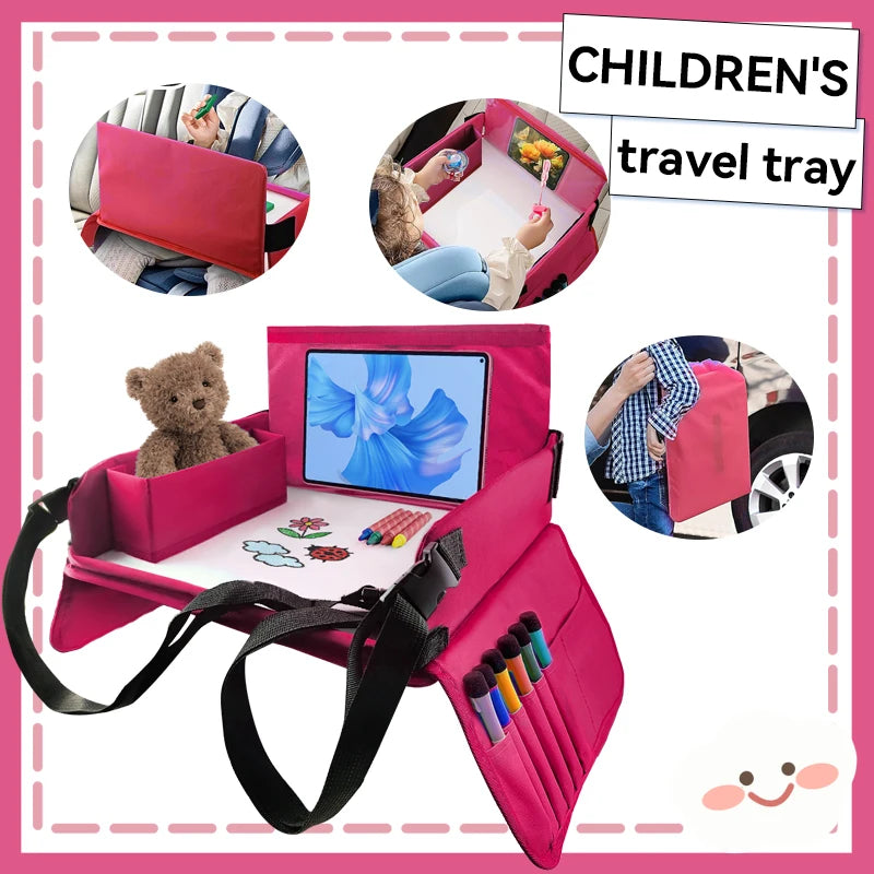 Kids Travel Seat Tray for Car Storage Table Drawing Board Safety