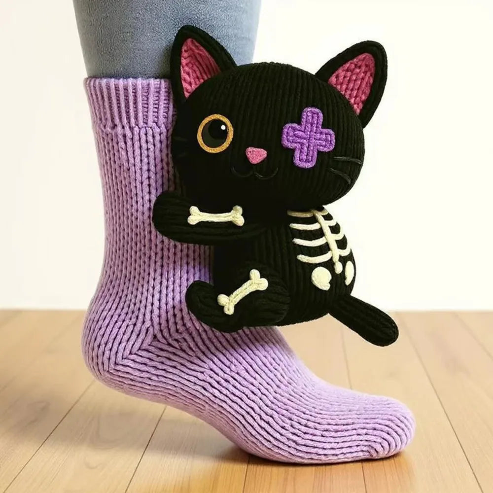 🧦 3D Knitted Animal Cute Socks | Cozy Fuzzy Thick Plush Kawaii Socks for Women, Teens & Kids | Winter Homewear & Holiday Gift