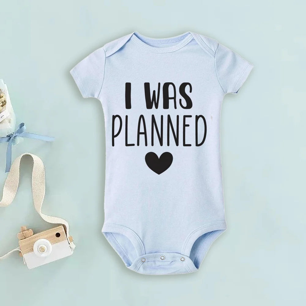 I Was Planned/I Was Surprise Print Romper Twins Brother Sister Bodysuit