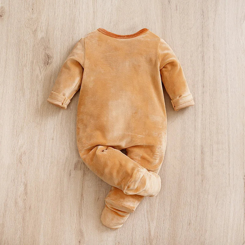 Infant's koala Print 0-18 months Bodysuit Autumn/winter plush and heavy Comfy Long Sleeve Onesies, Baby Boy's Clothing, As Gift