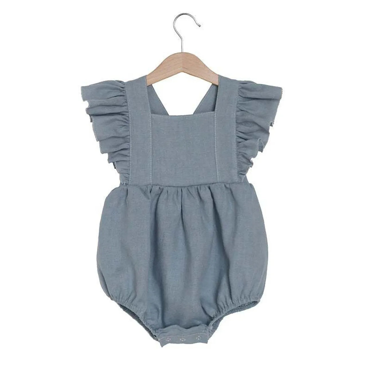 Summer Baby Girls Rompers Ruffles Romper Cotton Linen Fabric Sleeveless Strap Newborn Infant Romper Clothes