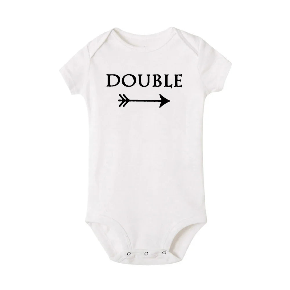 Baby Bodysuits Double Trouble Twin Kids Unisex Short Sleeve Romper