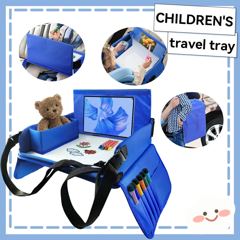 Kids Travel Seat Tray for Car Storage Table Drawing Board Safety