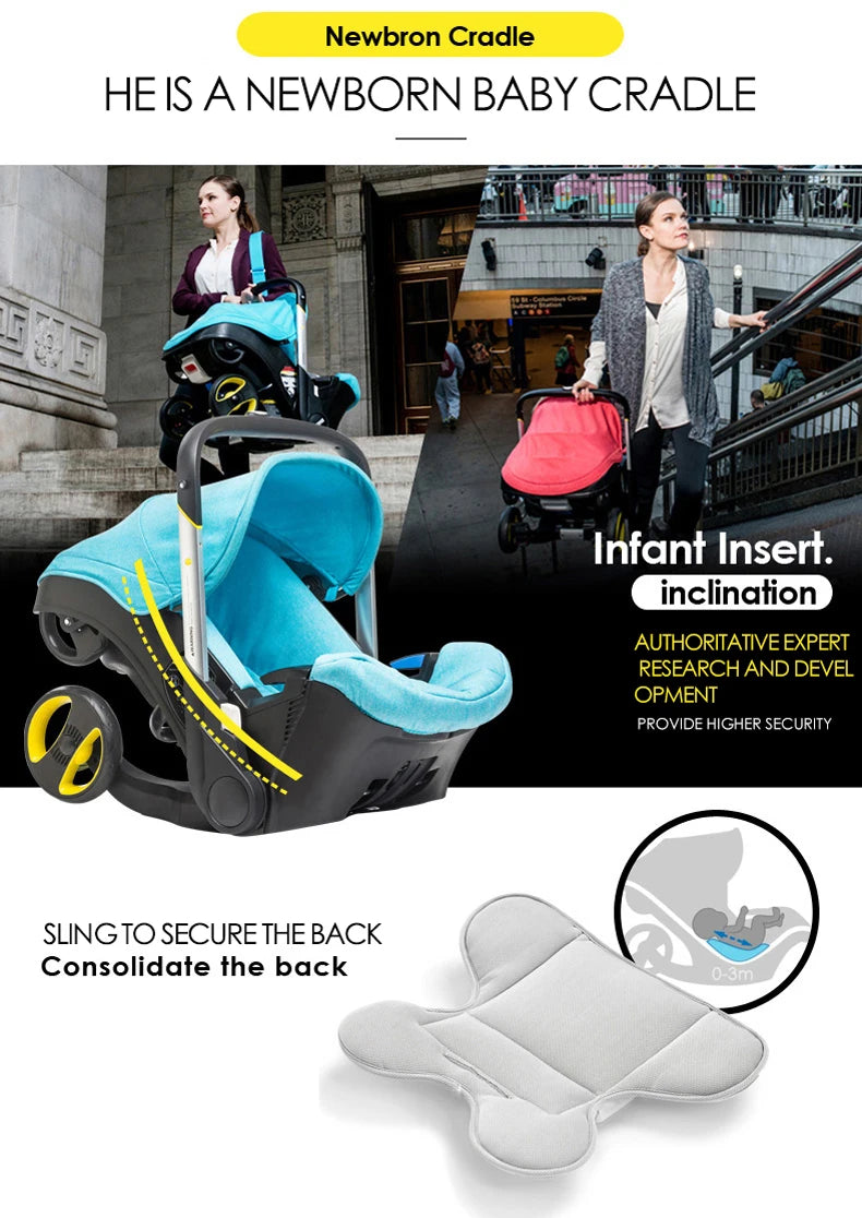 Portable Baby Stroller 4 IN 1 Travel Multifunctional Lightweight Carriage Four Wheel Stroller Mountable Cart For Baby