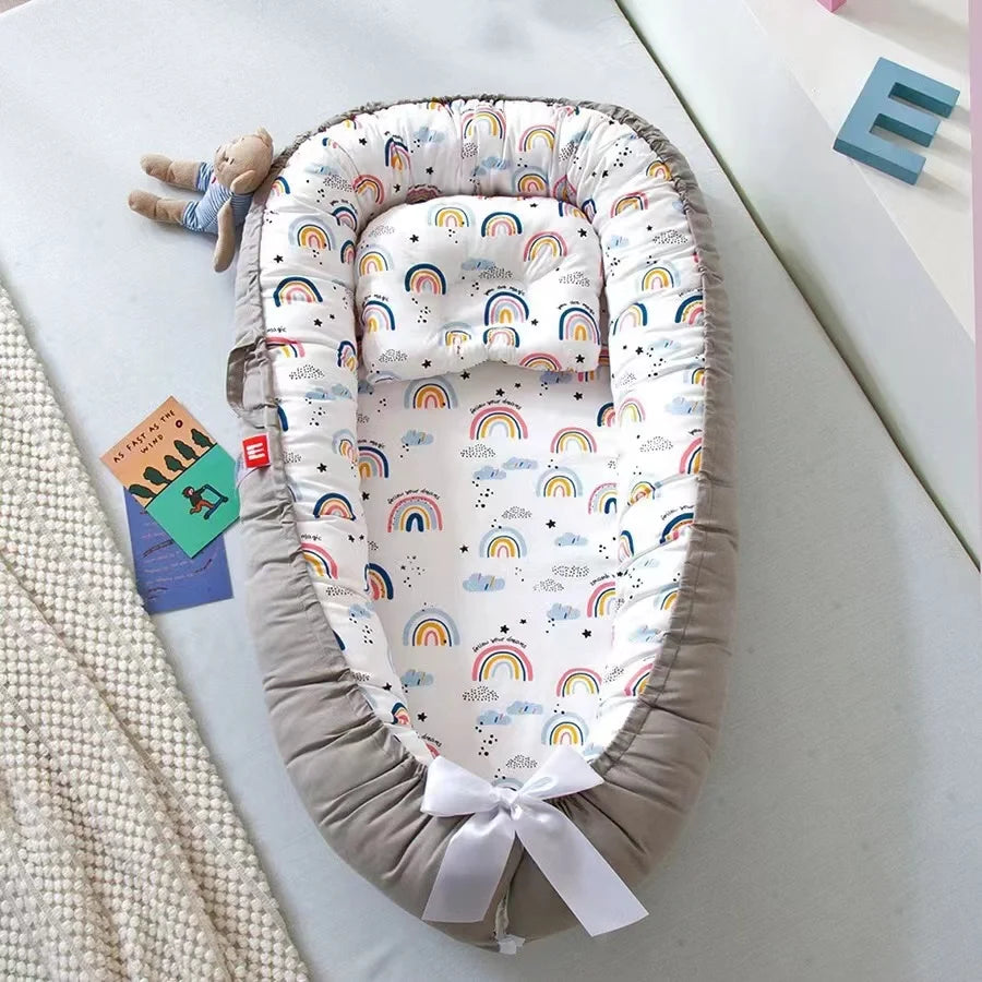 Baby Nest for Sleeping Newborn Baby Lounger Cotton Breathable Adjustable
