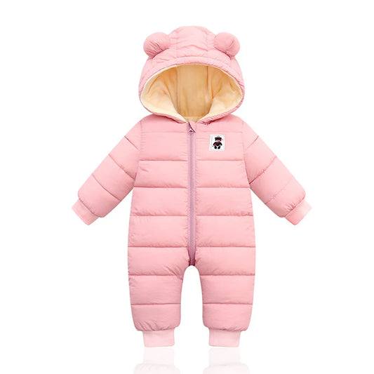 Winter Baby Newborn Plus Velvet Overalls Clothes Infant Boys Girls Warm Thick Jumpsuit Hooded Outfits Down Cotton kids Romper