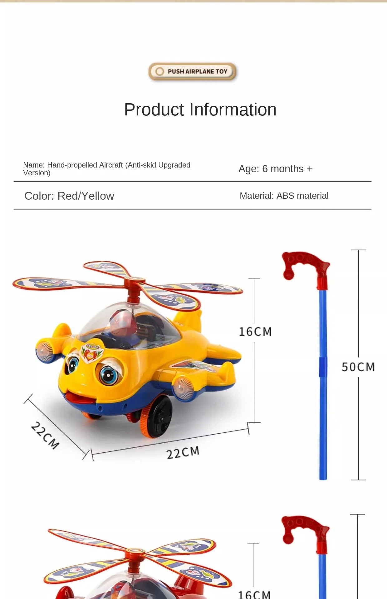 Hand Push Airplane Stroller Toy