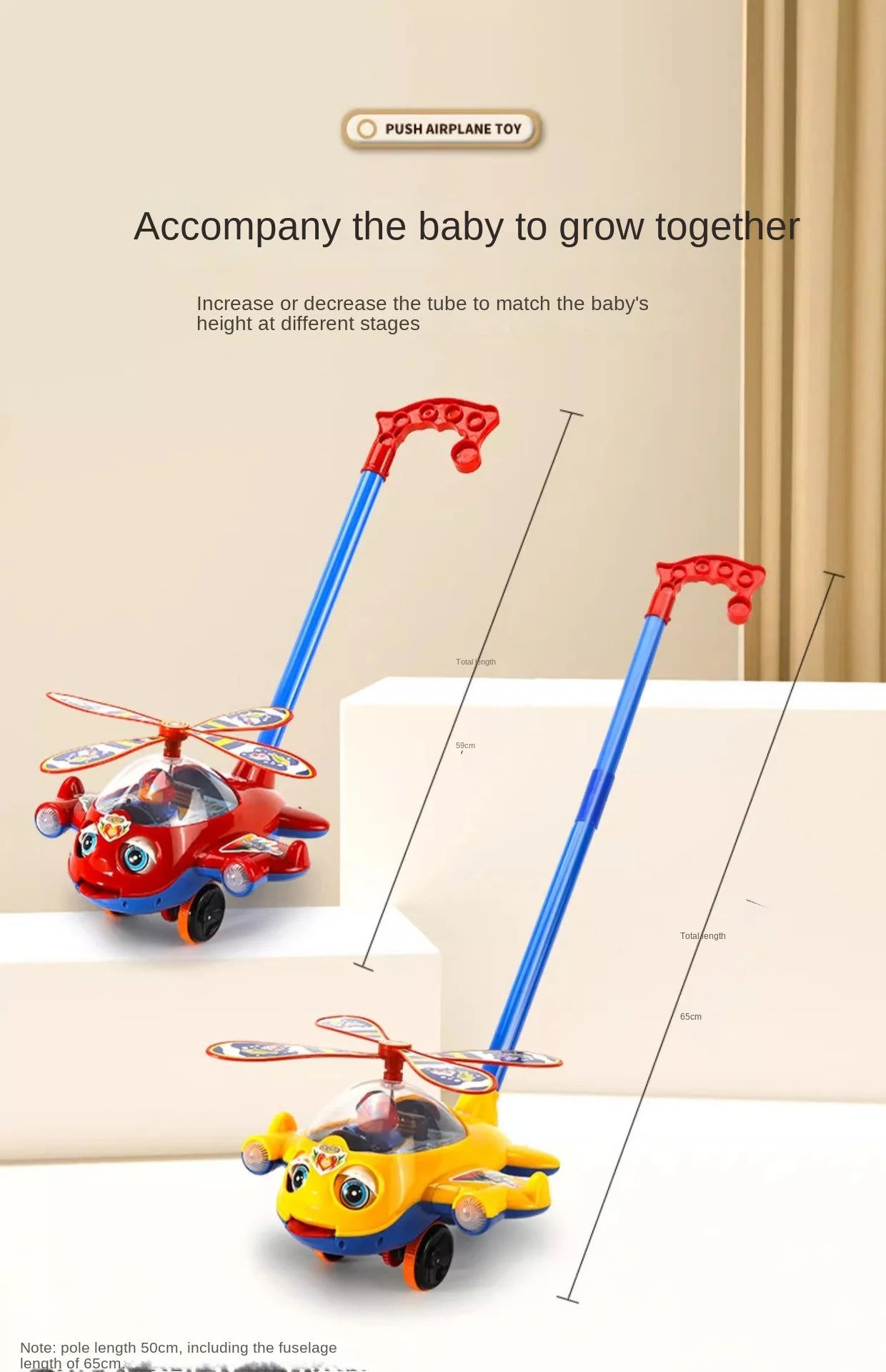 Hand Push Airplane Stroller Toy