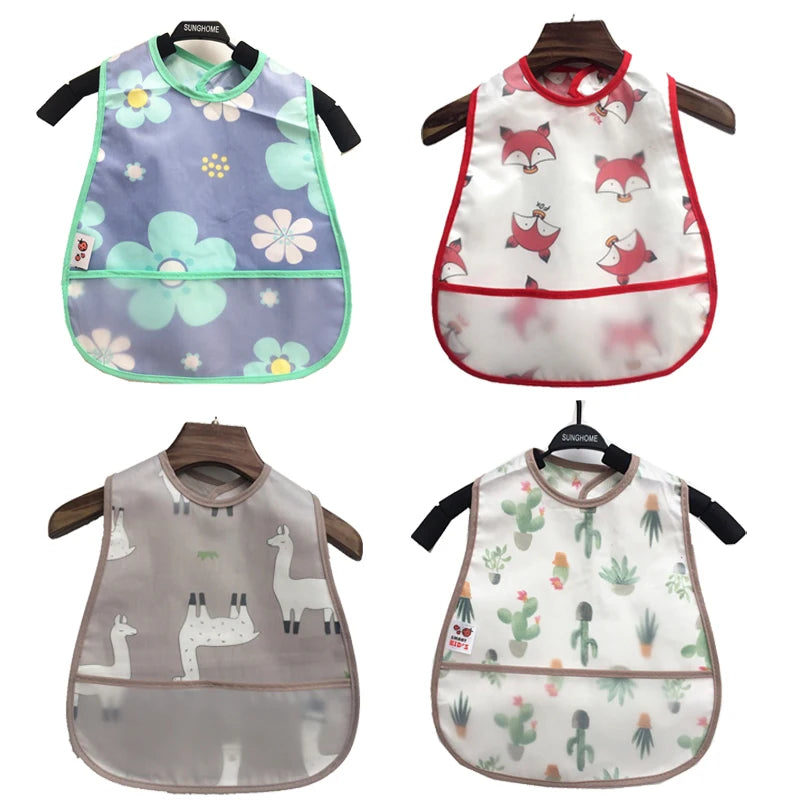 Waterproof Pocket Lunch Feeding Bibs Adjustable