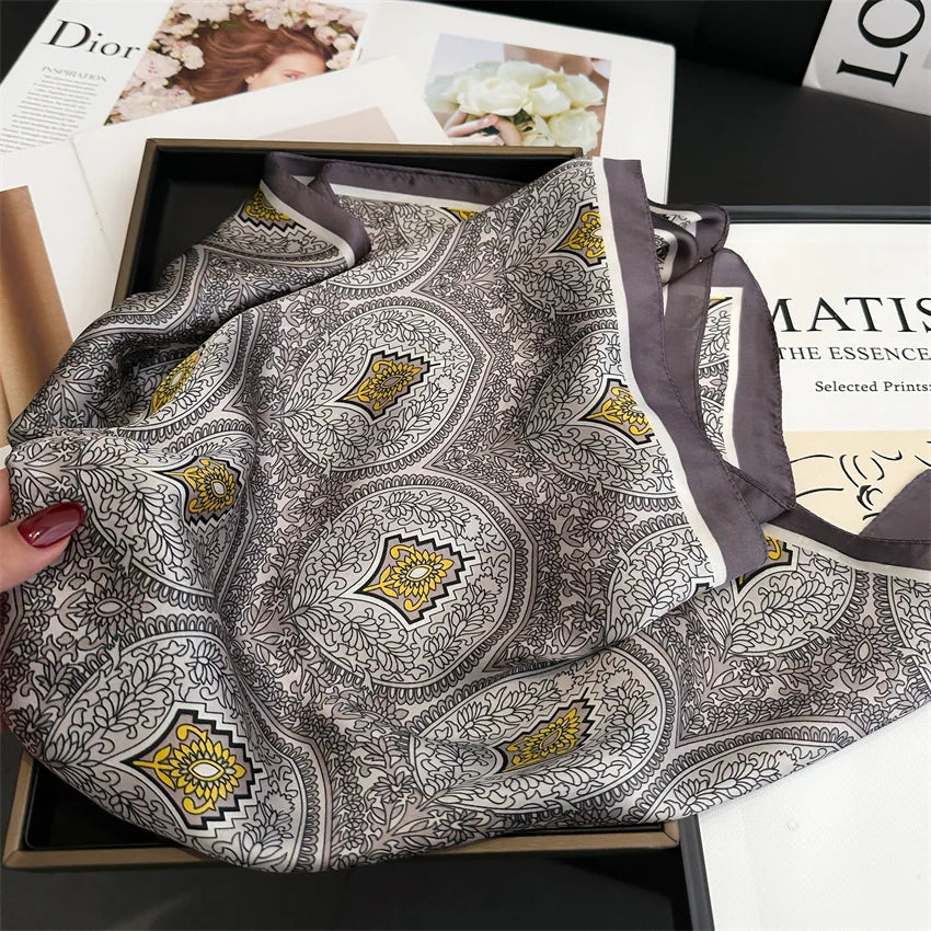 Luxury Vintage Print Square Scarf