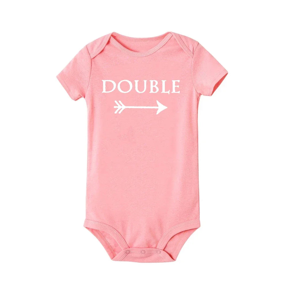 Baby Bodysuits Double Trouble Twin Kids Unisex Short Sleeve Romper