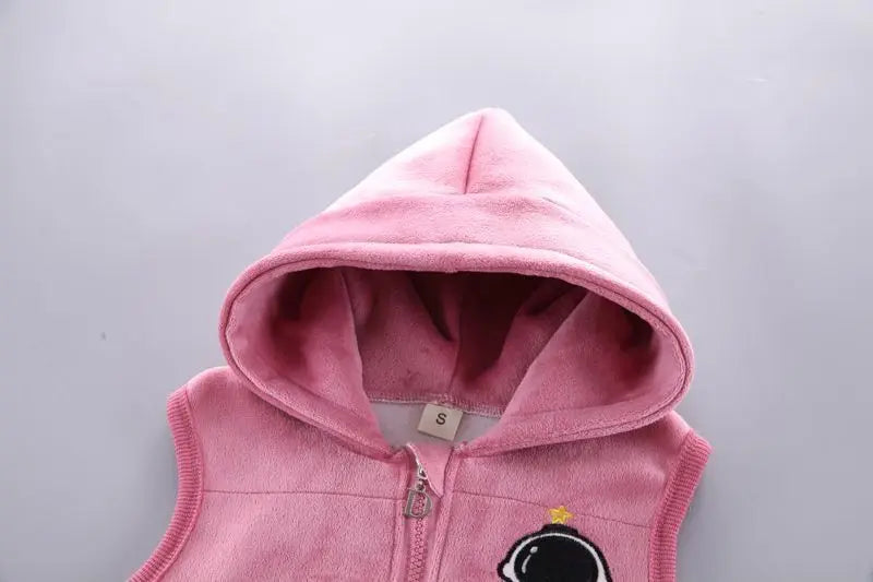 Autumn Winter Baby Boys Clothes Sets Thick Fleece Cartoon Bear Jacket Vest Pants 3Pcs Cotton Sport Suit For Girls Warm Outfits