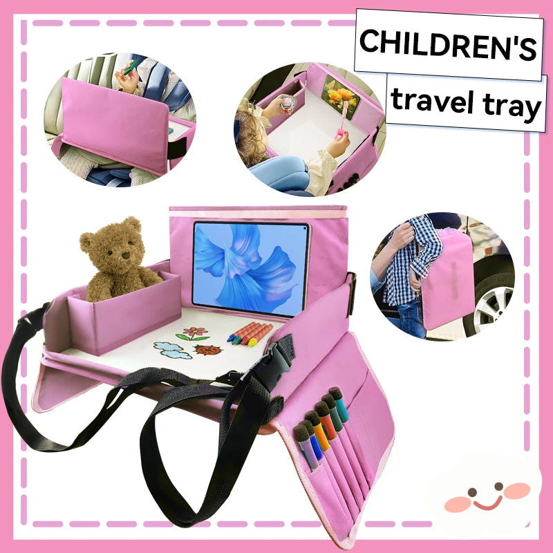 Kids Travel Seat Tray for Car Storage Table Drawing Board Safety