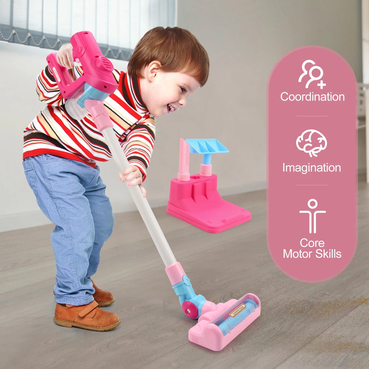 Electric Mini Vacuum Cleaner Simulation Housework Dust Catcher with Light and Music