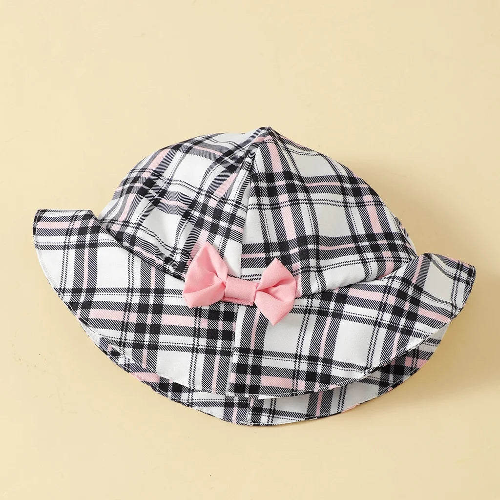 0-18 Months Plaid Design Summer Romper+Hat 2Pcs Suit Fashion