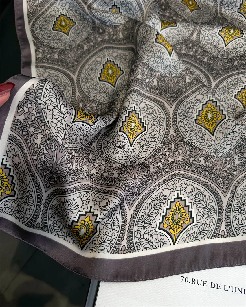 Luxury Vintage Print Square Scarf