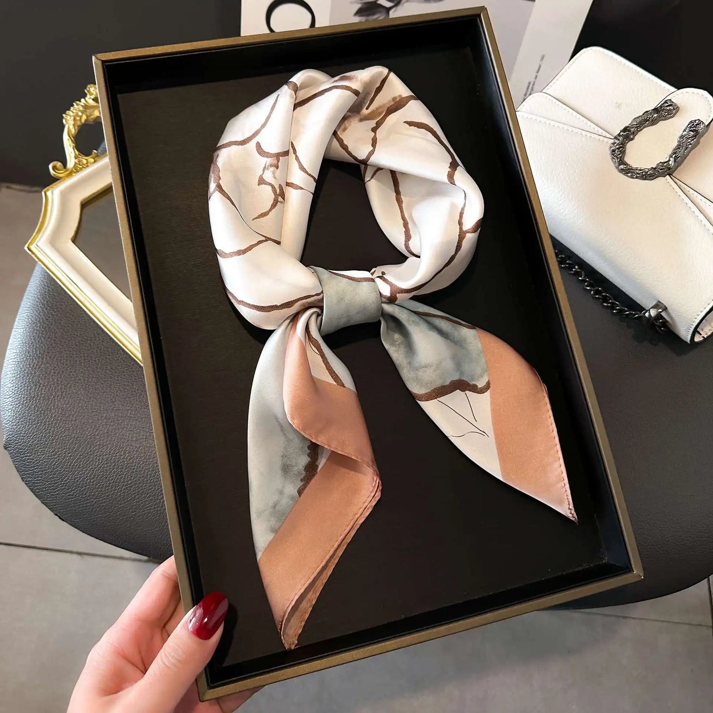 Luxury Vintage Print Square Scarf