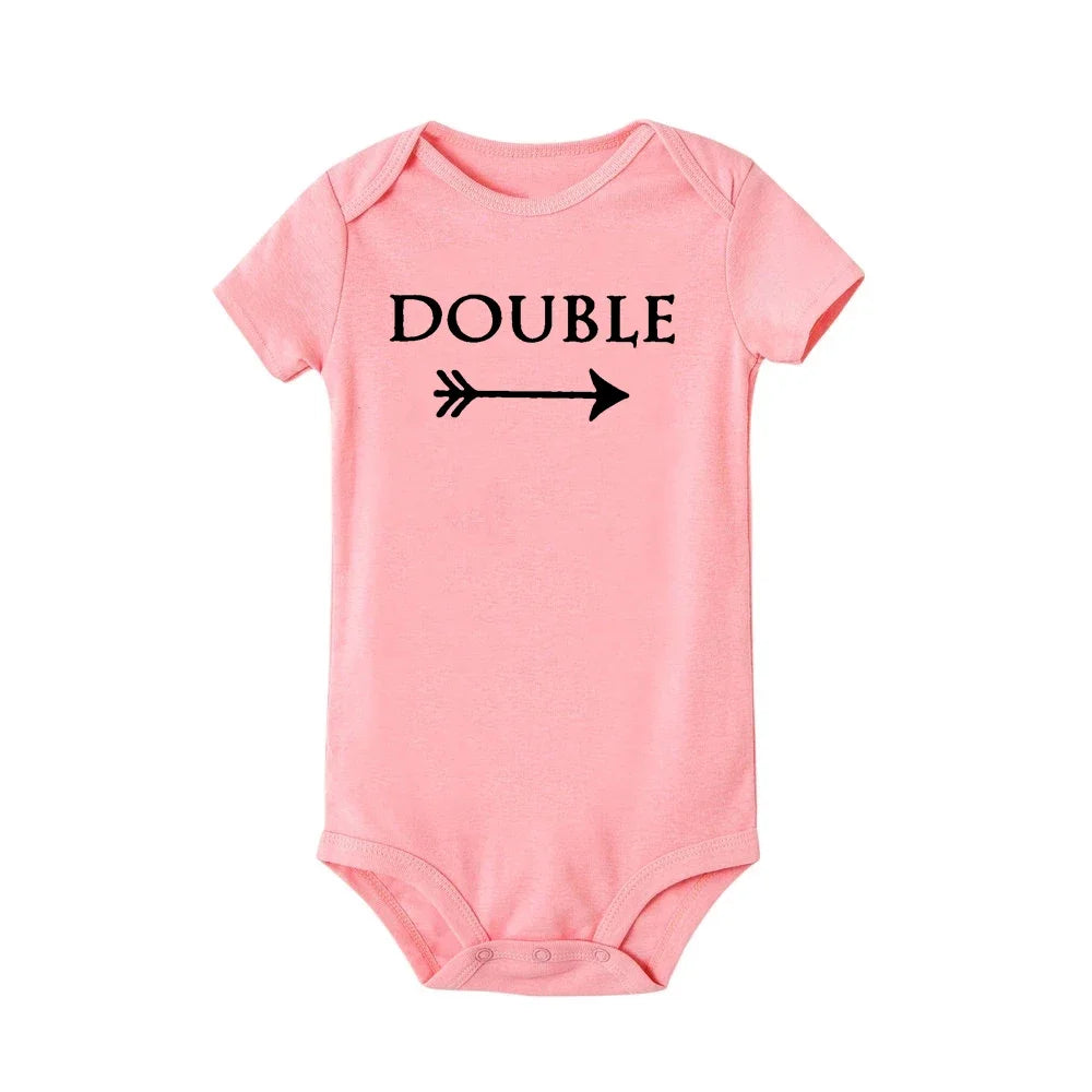 Baby Bodysuits Double Trouble Twin Kids Unisex Short Sleeve Romper