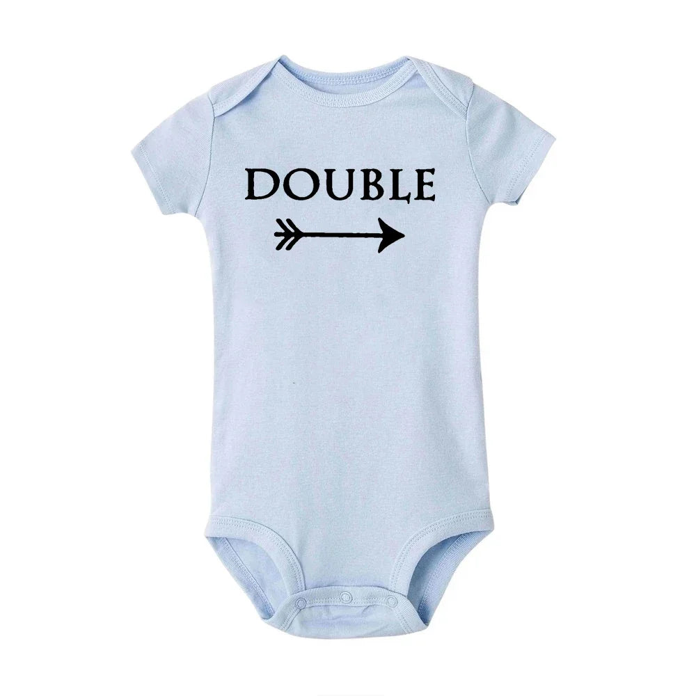 Baby Bodysuits Double Trouble Twin Kids Unisex Short Sleeve Romper