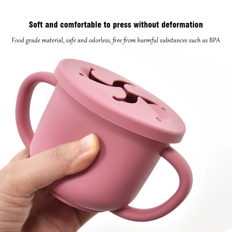Baby Silicone Double Handle Straw Cup Anti-Scalding&Anti-Fall