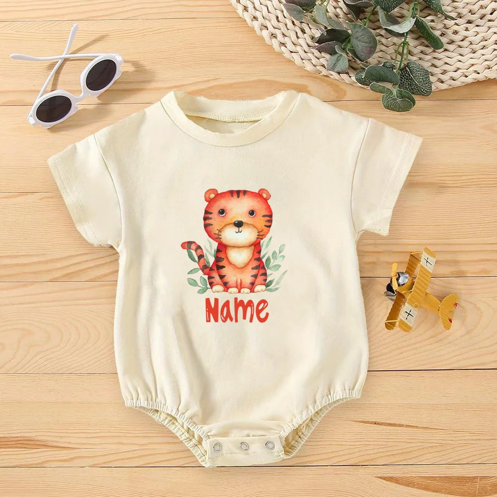 Personalised Rainbow with Name Bubble Romper Infant Jungle Birthday Party Clothes Baby Oversized Bodysuit Cute Wild One Jumpsuit
