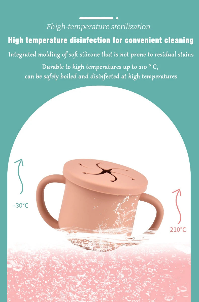 Baby Silicone Double Handle Straw Cup Anti-Scalding&Anti-Fall