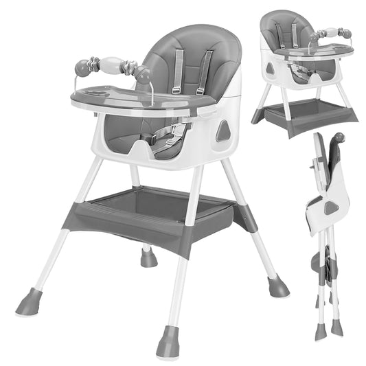 Foldable Baby High Chair 6 Months Plus, with Large Antislip Pad & ToyRack,