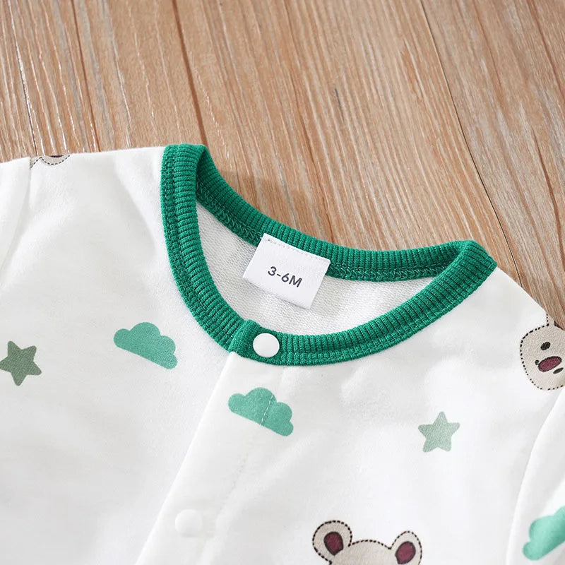 Newborn Clothing Cute Koala Rabbit Full Print Comfortable Spring And Autumn Boys And Girls LongSleeves WrappedFoot Baby Bodysuit