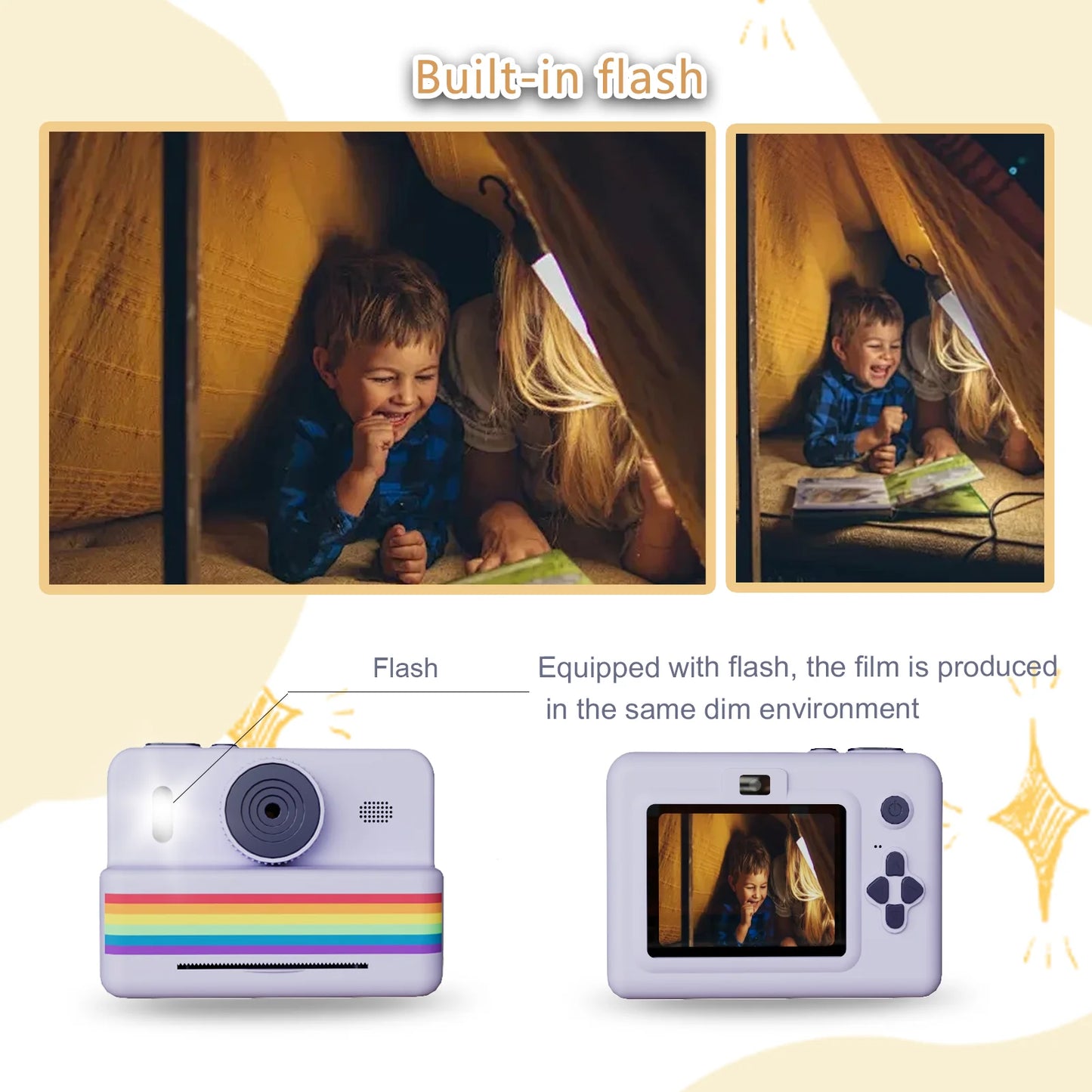 Mini Printer Portable Thermal Instant Print Photo Kids Camera 2.8inch HD